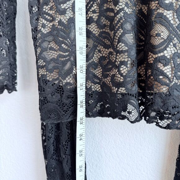 NWOT Rotate Illusion Lace Self Tie Long Sleeve Bodycon Mini Dress in Black Sz 4 - Picture 13 of 16